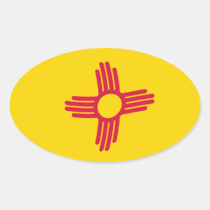 New Mexico Flaggen-Aufkleber Ovaler Aufkleber