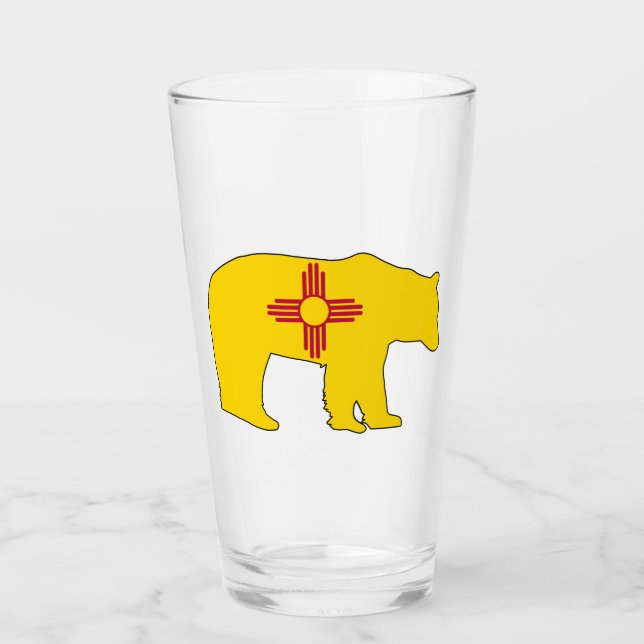 New Mexico Flaggenbär Glas (Vorderseite)