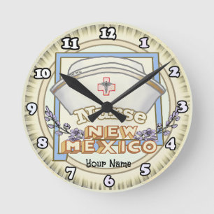 New Mexico Krankenschwester Runde Wanduhr
