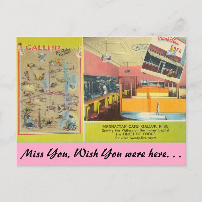 New Mexico, Manhattan Café, Gallup Postkarte (Vorderseite)