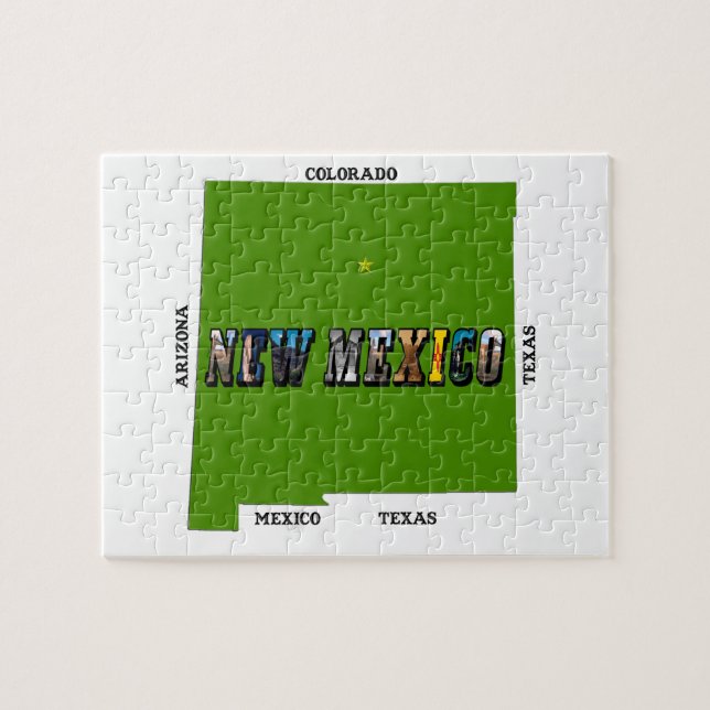 New Mexico Map Kontur Foto Text (Horizontal)