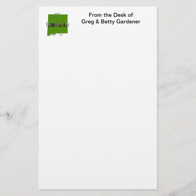 New Mexico Map Kontur Foto Text Briefpapier (Vorderseite)