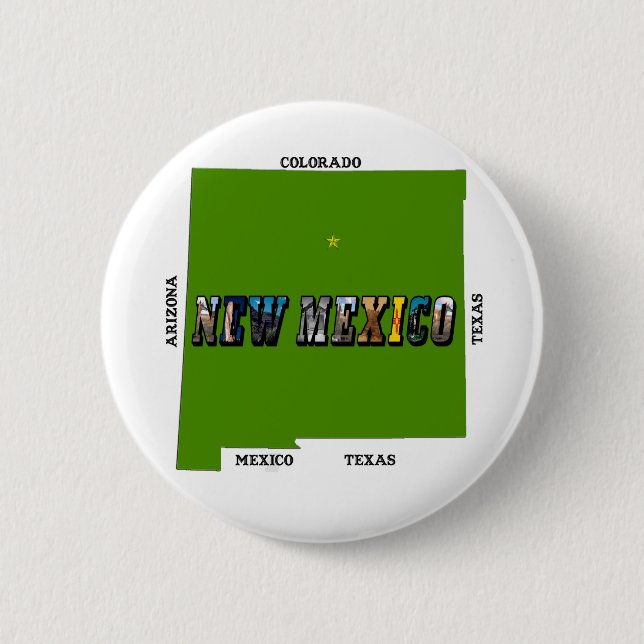 New Mexico Map Kontur Foto Text Button (Vorderseite)
