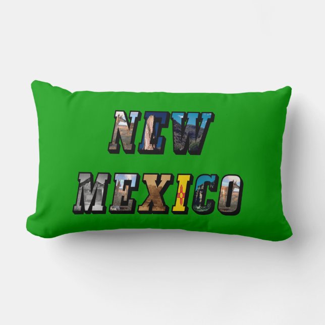 New Mexico Map Kontur Foto Text Lendenkissen (Vorderseite)