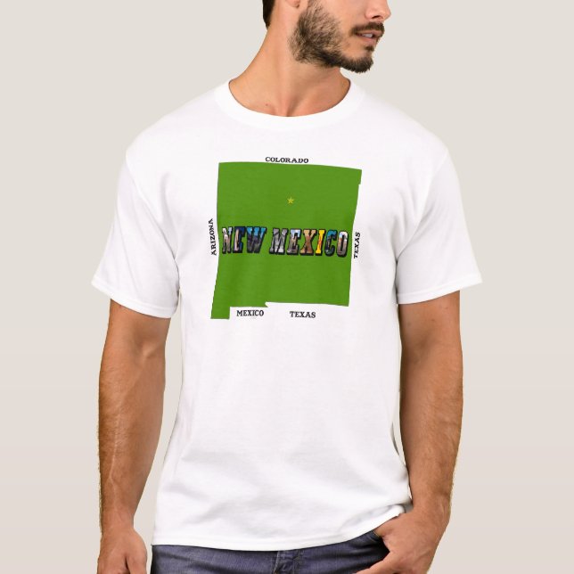 New Mexico Map Kontur Foto Text T-Shirt (Vorderseite)