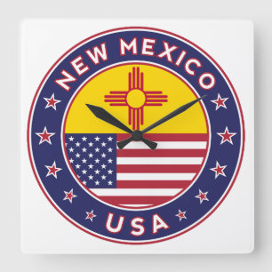 New Mexico, New Mexico Aufkleber, Telefongehäuse Quadratische Wanduhr