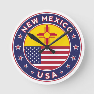 New Mexico, New Mexico Aufkleber, Telefongehäuse Runde Wanduhr