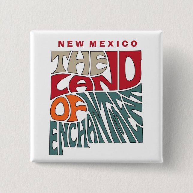 New Mexico Nickname Word Art Button (Vorderseite)
