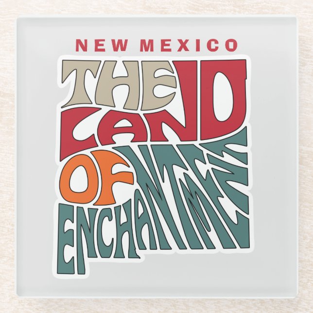New Mexico Nickname Word Art Glasuntersetzer (Vorderseite)
