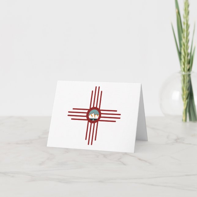 New Mexico NM Zia Indian Symbol Waterfall Karte (Vorderseite)