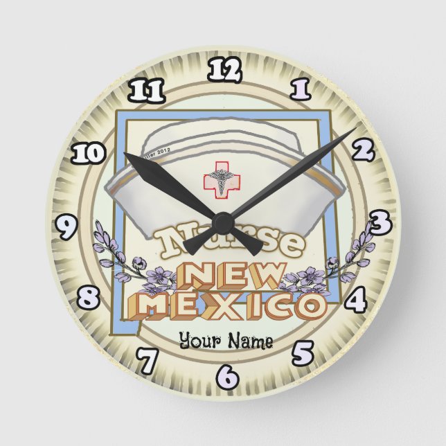 New Mexico Nurse Runde Wanduhr (Vorderseite)