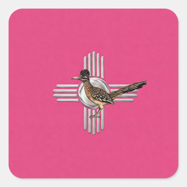 New Mexico Pink Quadratischer Aufkleber (Vorderseite)
