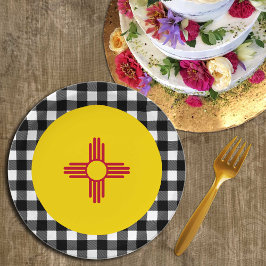 New Mexico Plate, Büffel kariert USA & Mexikanisch Pappteller