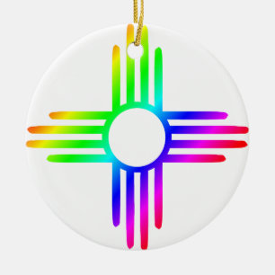 New Mexico Rainbow Zia Keramikornament