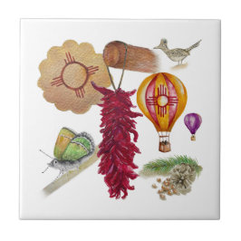 New Mexico Red Chile Pinõn Zia Hot Air Ballon Fliese