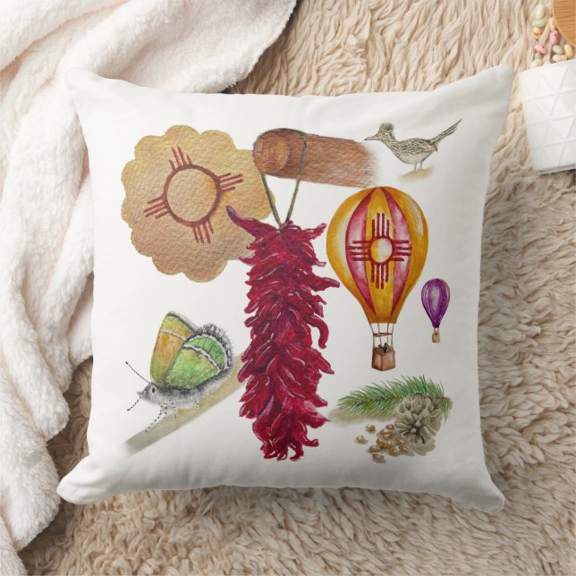 New Mexico Red Chile Pinõn Zia Hot Air Ballon Kissen (Decke)