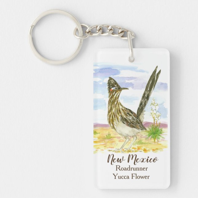 New Mexico Roadrunner Yucca Blume Schlüsselanhänger (Vorderseite)