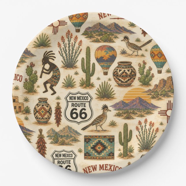 New Mexico Route 66 Party Mesa Pappteller (Vorderseite)