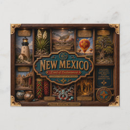 New Mexico Shadow Box 3D Figurine Staat Postkarte