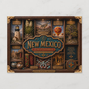 New Mexico Shadow Box 3D Figurine Staat Postkarte
