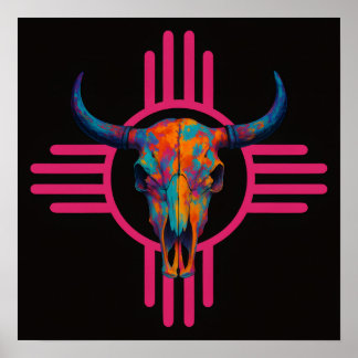 New Mexico Sonnen-Schädel Pink Poster