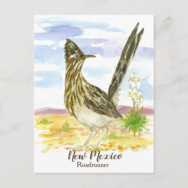 New Mexico Staat Bird Roadrunner Yucca Postkarte (Vorderseite)