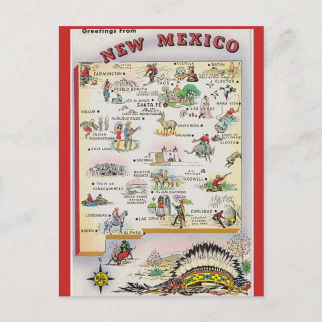 New Mexico Staat Map Postkarte (Vorderseite)