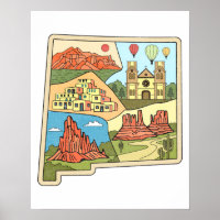 New Mexico Staat Map Vintag Albuquerque Las Vegas