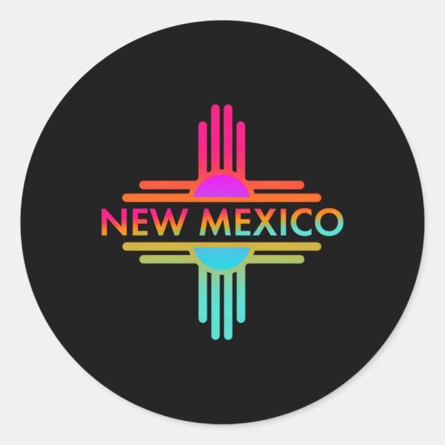 New Mexico Staat Zia Symbol Runder Aufkleber (Vorderseite)