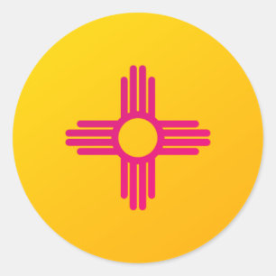 New Mexico Staatsflagge Zia-Sonne Runder Aufkleber