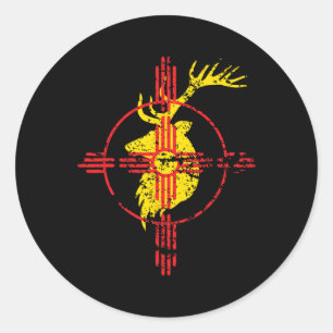 New Mexico State Flag Elch Jagd Zia Symbol Design Runder Aufkleber