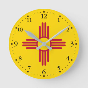 New Mexico State Flag Runde Wanduhr