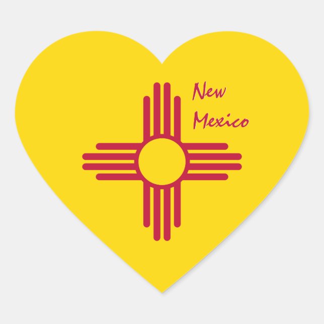 New Mexico Sticker, Heart, Patriotic Mexican Flag Herz-Aufkleber (Vorderseite)