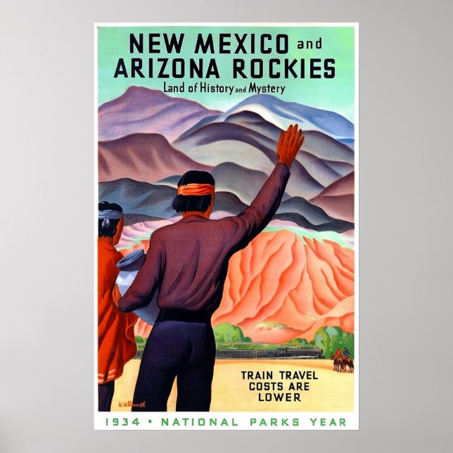 New Mexico und Arizona Rockies, Vintage Reise Poster (Vorne)