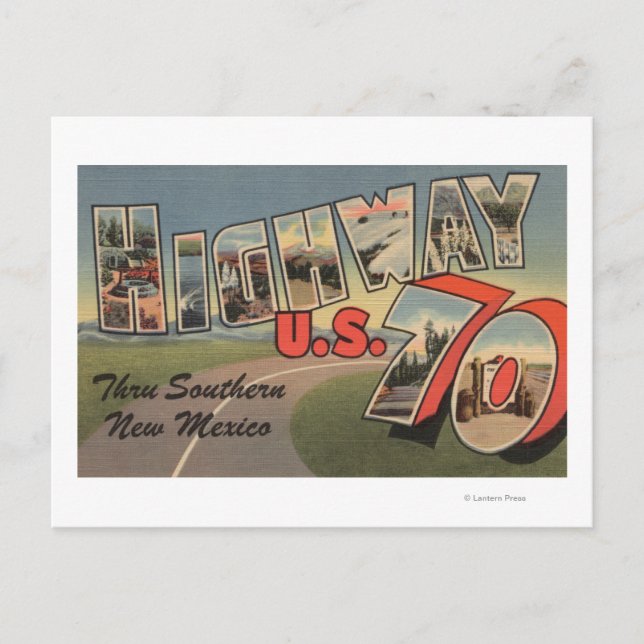 New Mexico - US Highway 70 - Großbuchstabe Postkarte (Vorderseite)