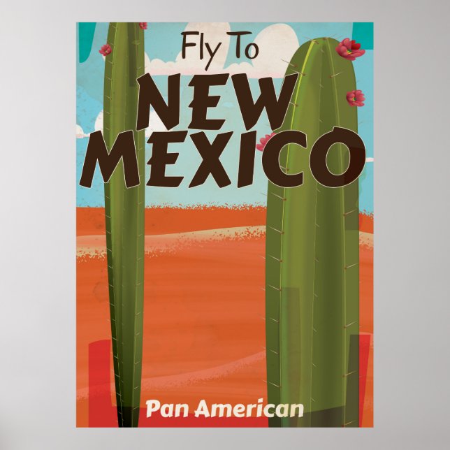 New Mexico, USA Vintage Reiseplakat. Poster (Vorne)