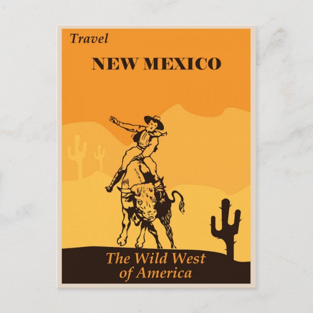 New Mexico Vintag Cowboy Travel Postkarte (Vorderseite)