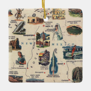 New Mexico Vintag Touristenkarte Keramikornament