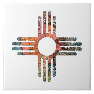 New Mexico Zia Sun Symbol Fliese
