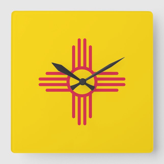 New Mexico Zia Sun Symbol Quadratische Wanduhr (Vorderseite)