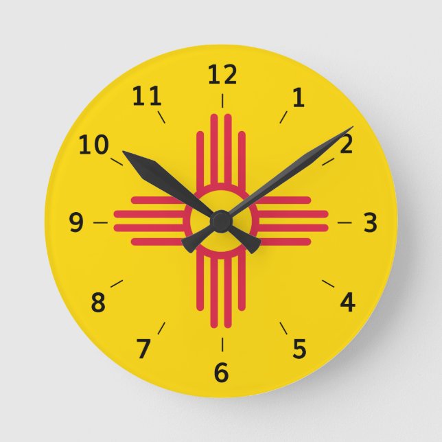New Mexico Zia Sun Symbol Rundschau Runde Wanduhr (Vorderseite)