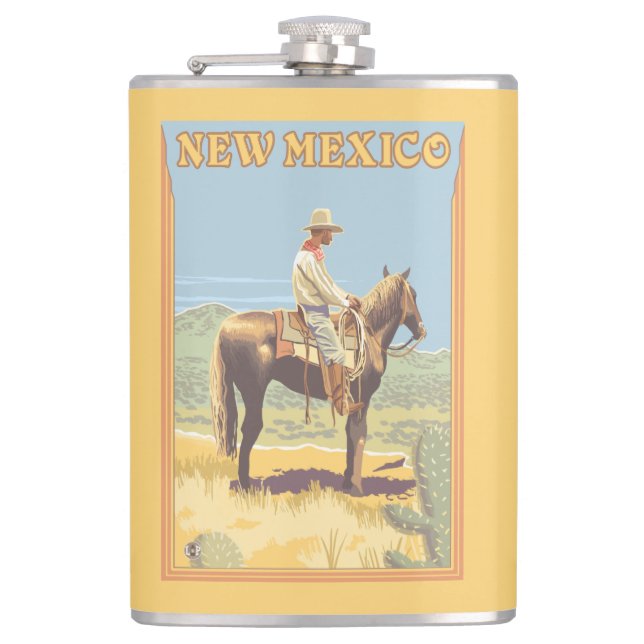 New Mexiko des Cowboy-(Seitenansicht) Flachmann (Vorderseite)