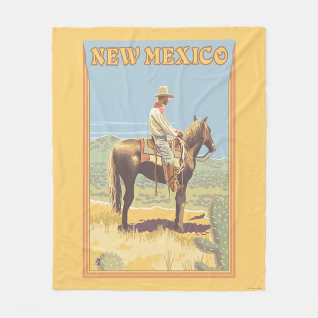 New Mexiko des Cowboy-(Seitenansicht) Fleecedecke (Vorderseite)