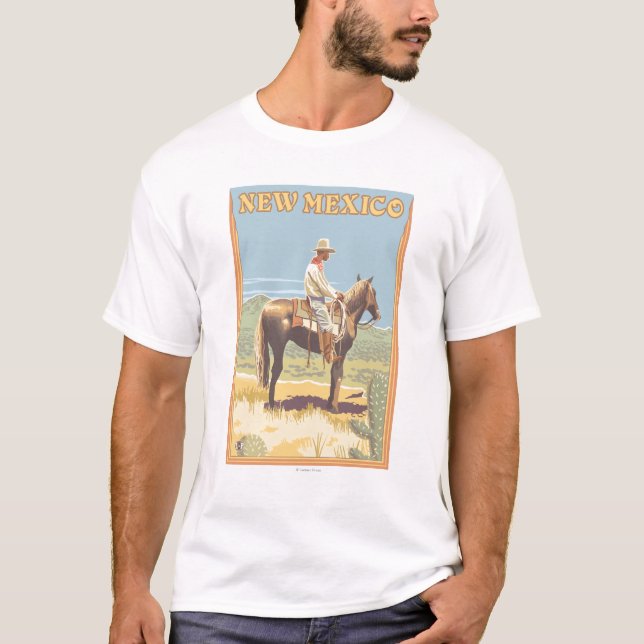 New Mexiko des Cowboy-(Seitenansicht) T-Shirt (Vorderseite)