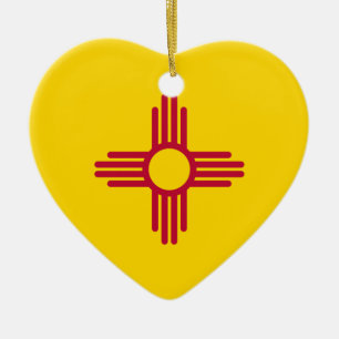 New Mexiko-Flaggen-Herz-Verzierung Keramik Ornament