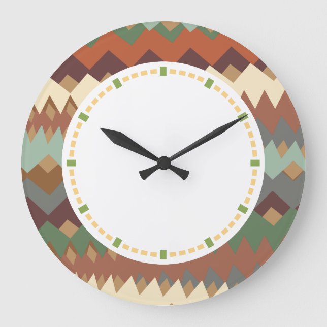 New Mexiko-Grün und Brown-Zickzack-Tarnung Große Wanduhr (Vorderseite)