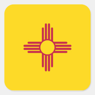 New-Mexiko/mexikanische Staats-Flagge (Zia), Quadratischer Aufkleber