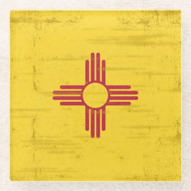 New Mexiko-Schmutz Flagge. Flagge des New Mexiko Glasuntersetzer (Vorderseite)