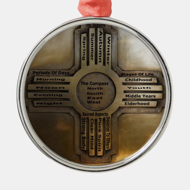 New-Mexiko Staat Zia Silbernes Ornament (Vorne)