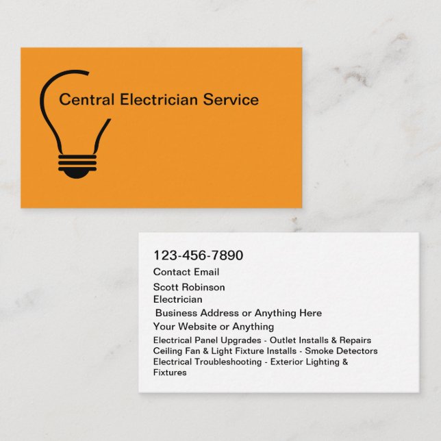 New Modern Electrician Service Business Cards Visitenkarte (Vorne/Hinten)
